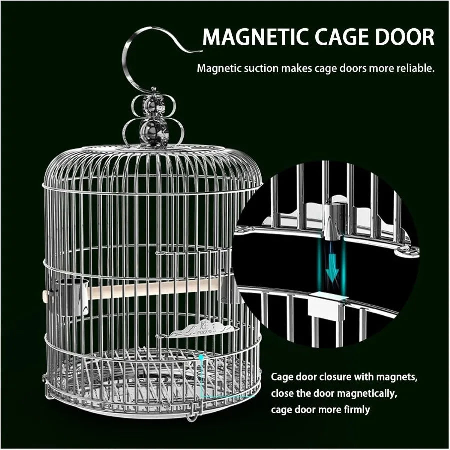 Aimery Bird Cage Stainless Steel Birdcage Small Bird cage Bird Cages for Parrots Travel Bird Cage Bird Travel cage Size : V36G