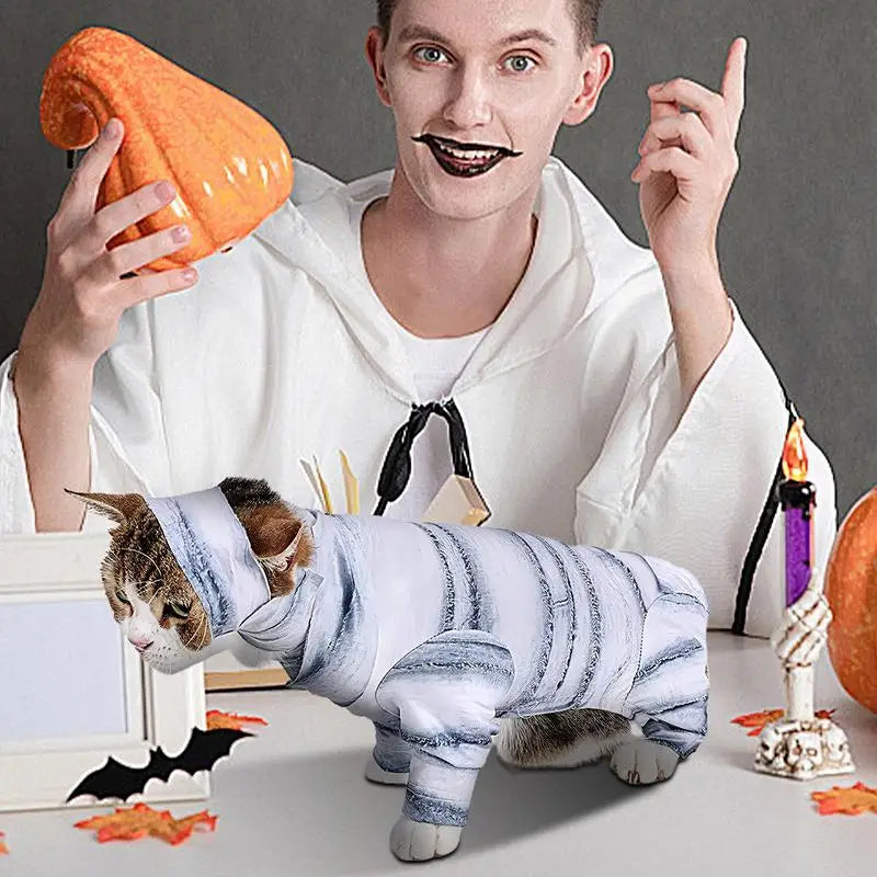 Dog Halloween Costumes Mummy Skeleton Halloween Costume Pet Cosplay Costume Funny Halloween Cat Clothes Reusable Dog Halloween
