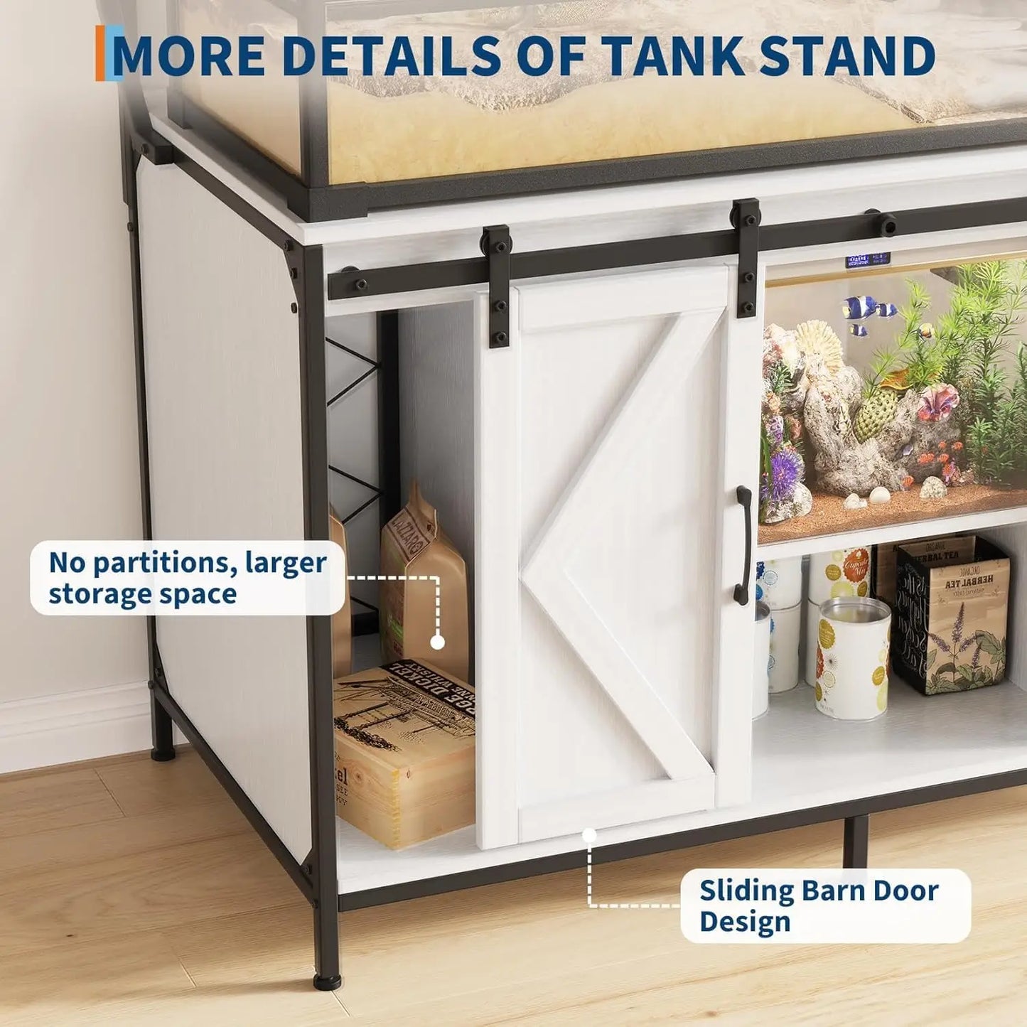 48"x24" Reptile & Aquarium Stand 1200LBS Heavy Duty Fits 40-120Gal Power Outlet & USB For Bearded Dragon Turtle Terrarium