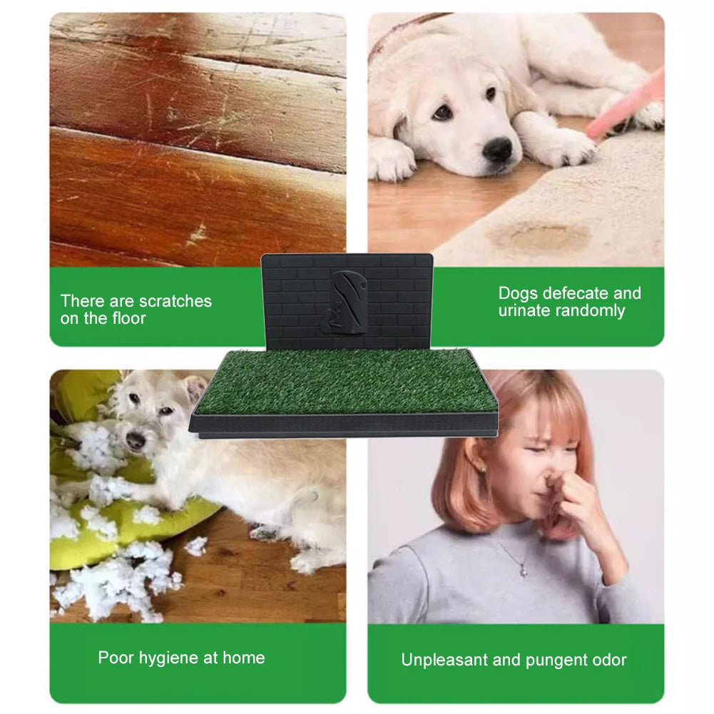 Dog Grass Pad with Large Tray Reusable Artificial Grass Training Pads Portable Dog Litter Box Ideal for Small and Medium Dogs