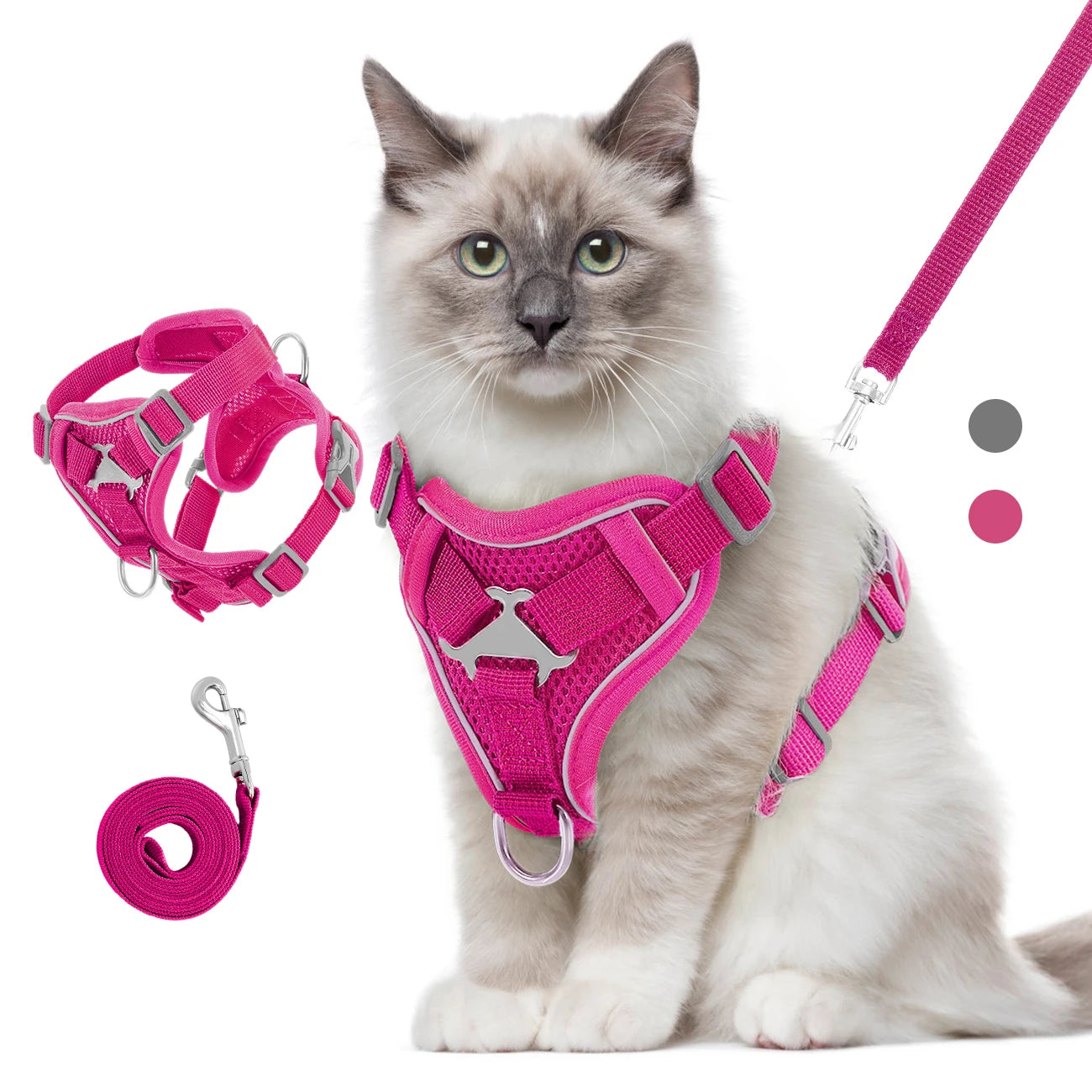 VavoPaw Cat Harness and Leash Set for Walking Adjustable Kitten Vest Harness with Reflective Strip Breathable Mesh Cat Harness