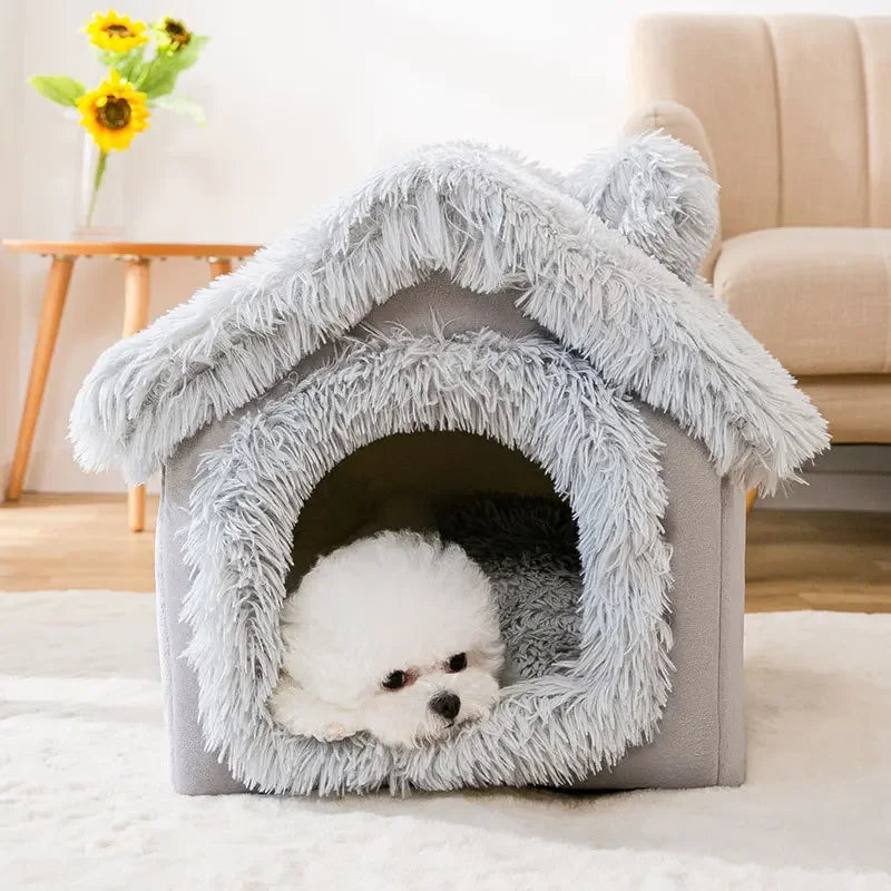 Dog Kennel Indoor Soft Comfortable Puppy House Removable Small Dog Bed Cave Winter Warm Pet Sleeping Mat Portable