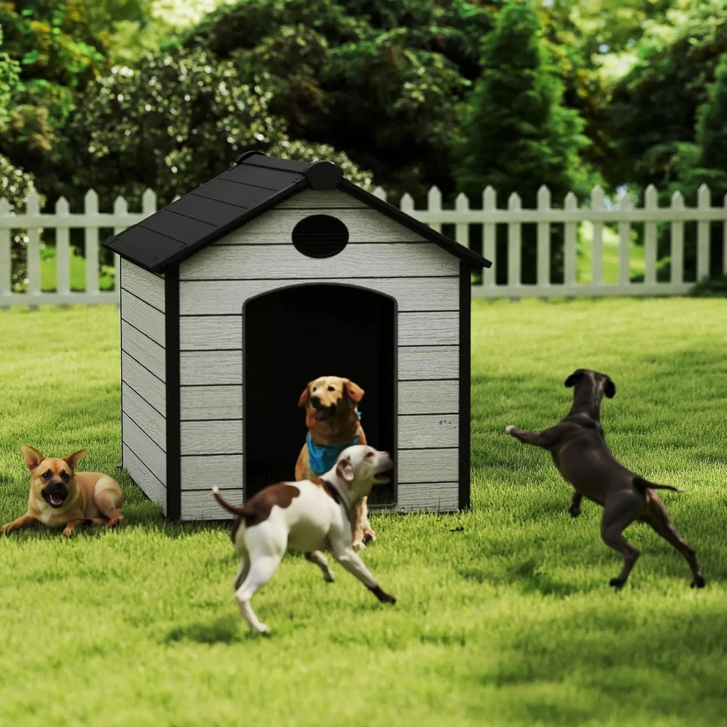 57" Extra Large Dog House Outdoor Weatherproof, 5XL Big Dog House for 3 Large Dogs Outside, Insulated Igloo Pet House