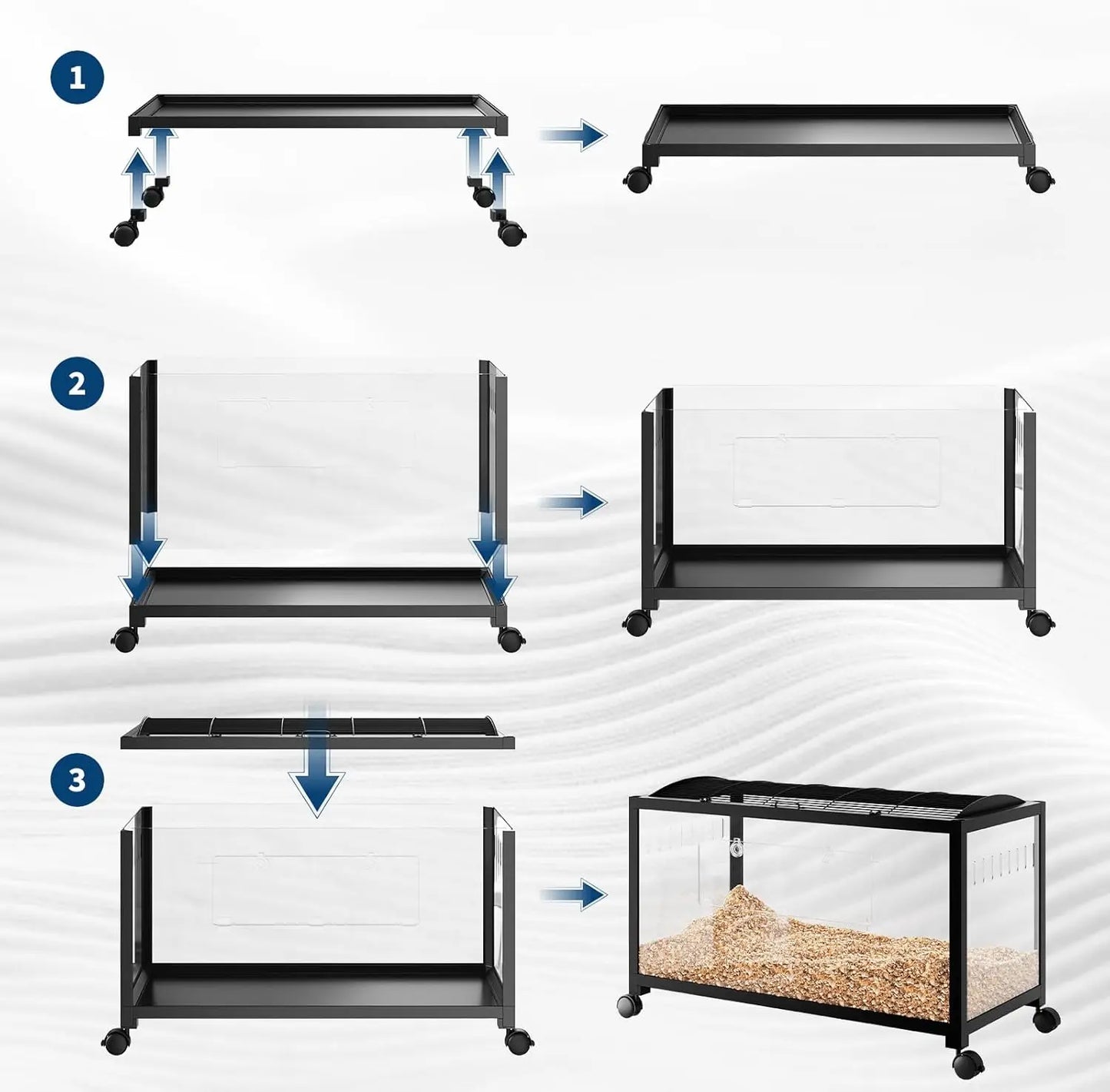 Hamster Cage with Wheels, 37.8" Metal & Acrylic Habitat for Hamster, Guinea Pig, Gerbil, Mice Chew-Proof  Easy Clean Dual Doors