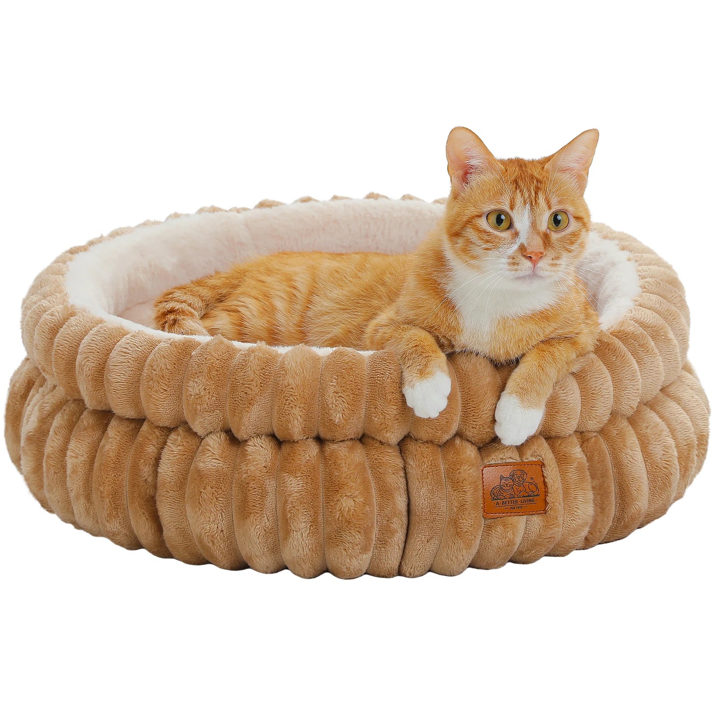 Dog Bed for Medium Dogs Cozy Cat Bed for Indoor Cats Washable Round Pet Bed House with Anti-Slip Bottom Suitable for All Seasons