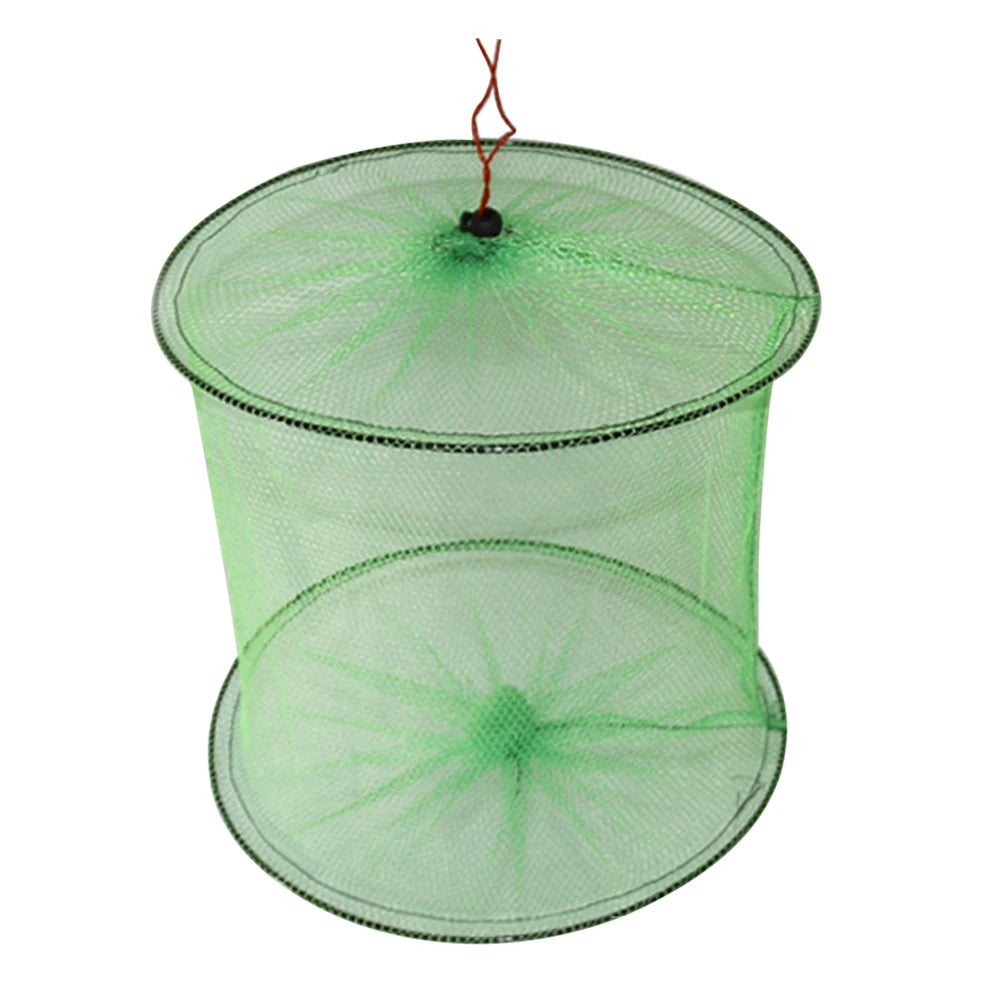 Foldable 2-Layer Fish Guard Nets Mesh Outdoor Portable Nylon Fish Crab Lobster Storage Cage Fishing Trap Network