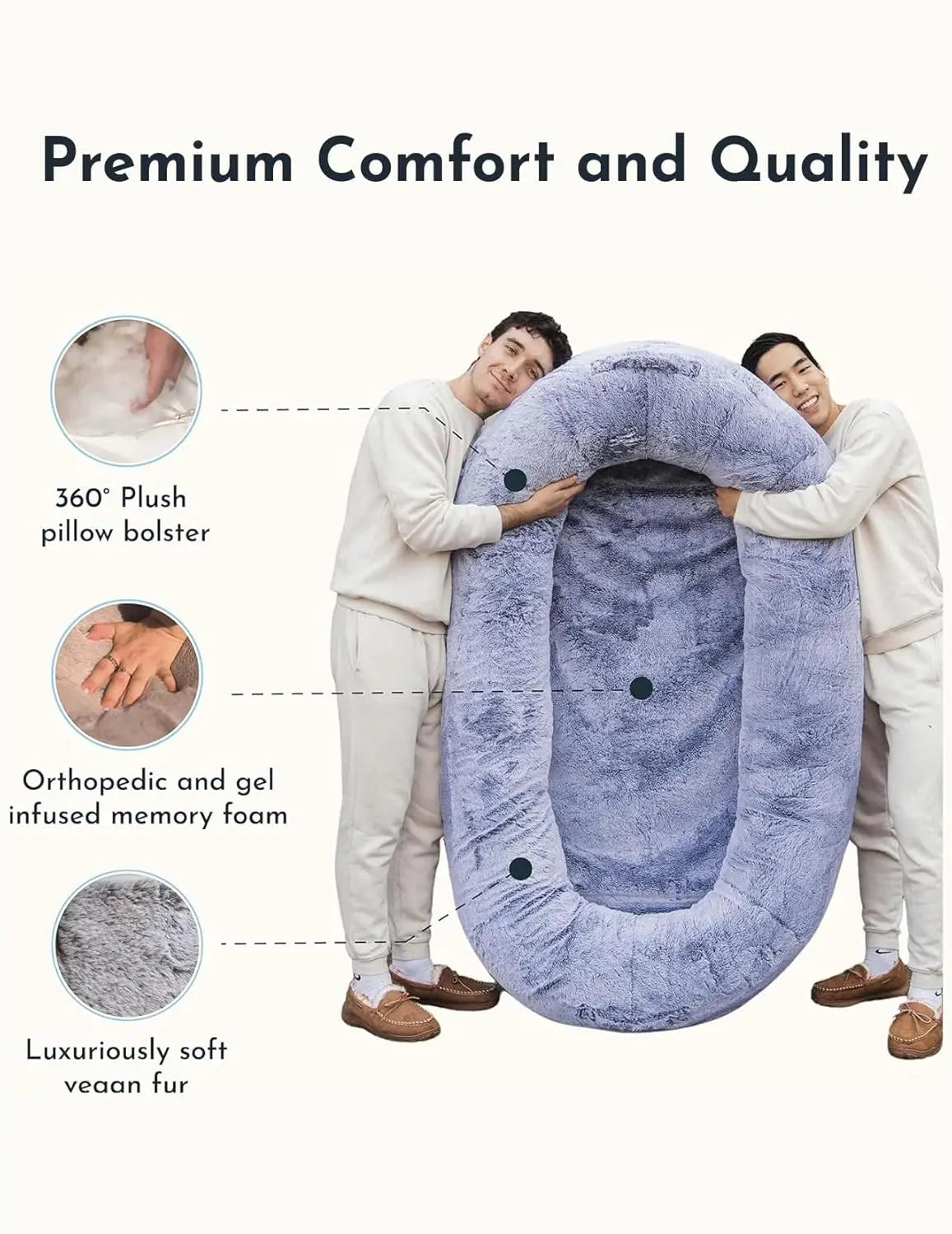 Human Dog Bed for Adults & Kids - Memory Foam Bean Bag, Machine Washable, Comfy Floor Nap Bed