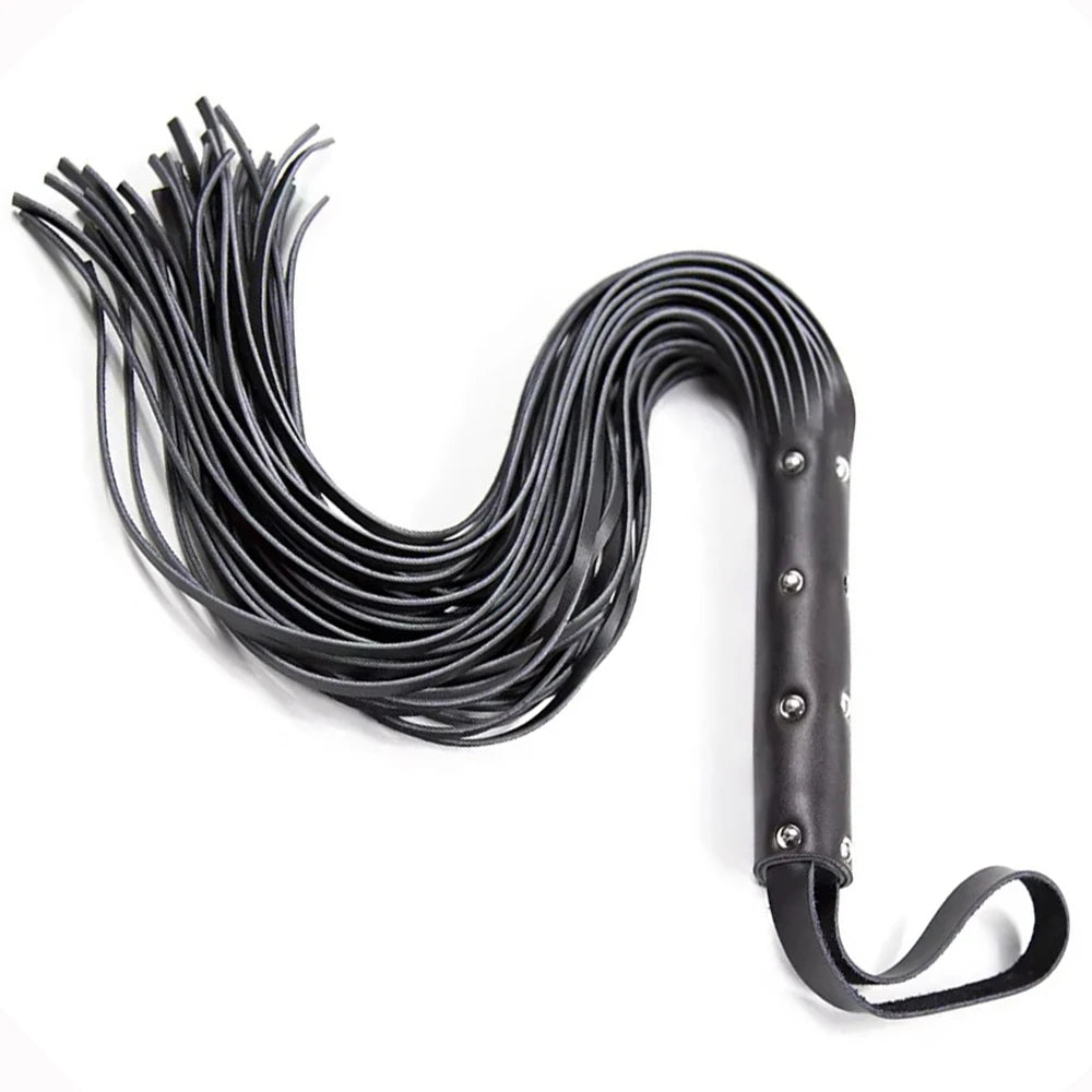 62.5CM Halloween Cosplay Cowhide Horse Whip with Leather Handle Riding Crop Whips