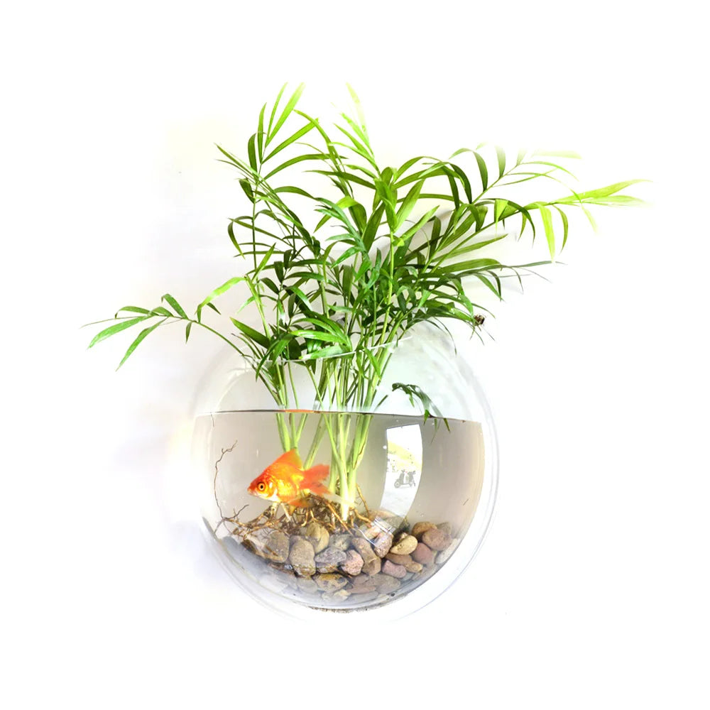 Fish Tanks Home Decoration Wall Mount Fish Tanks Goldfish Bowl Acrylic Hanging Aquariums Flowerpot Flower Vase 15/23CM