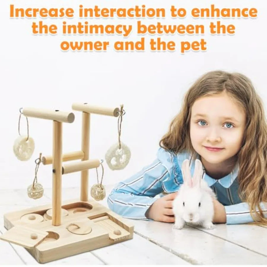 Interactive Foraging Toys for Small Pets Including Guinea Pigs Rabbits Chinchillas Rats and Gerbils Wooden Puzzle Treat Dispens