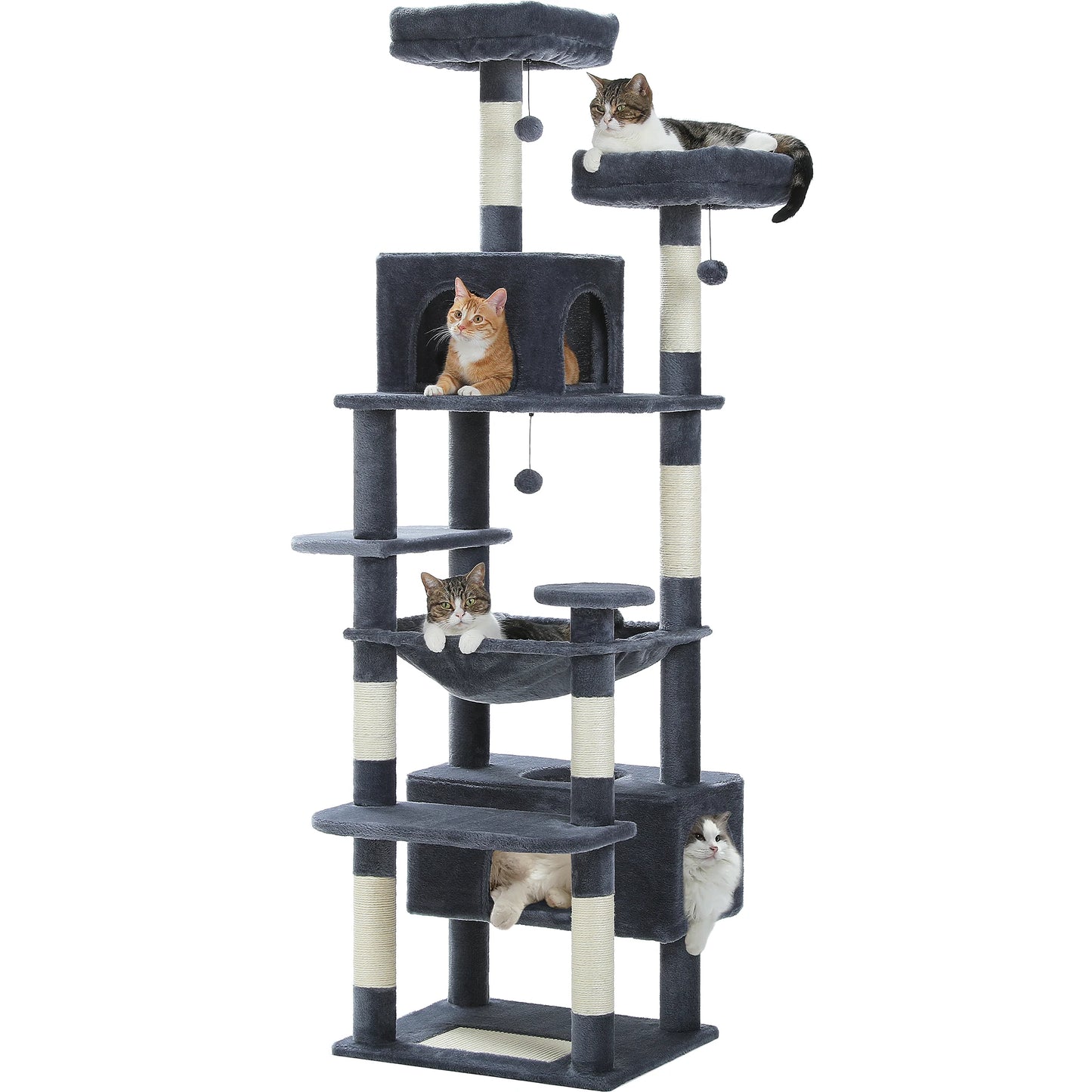 Large Cat Tree and Tower for Indoor Cats With Sisal-Covered Scratching Posts Spacious Hammock Padded Perches and Condos Cat Toys