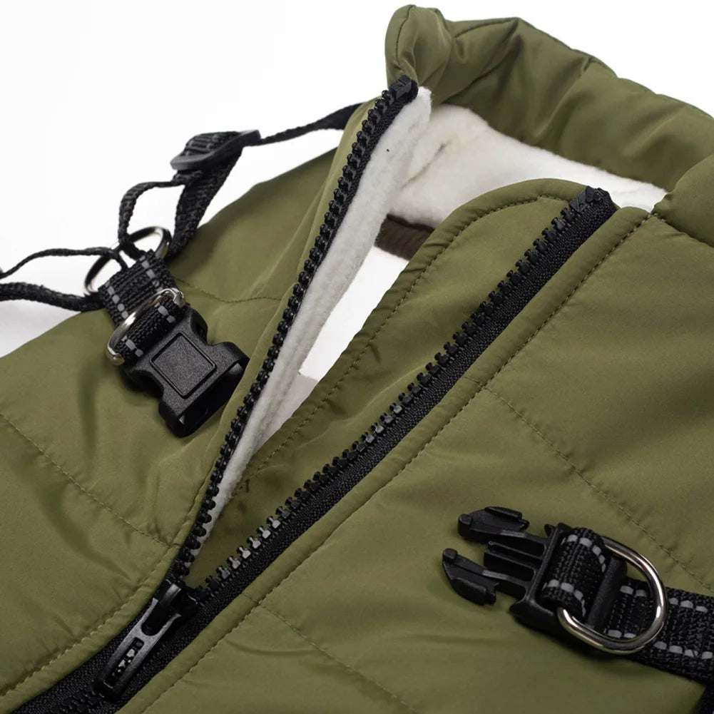 Pet Dog Jacket With Harness Winter Warm Dog Clothes For Labrador Waterproof Big Dog Coat Chihuahua French Bulldog Outfits