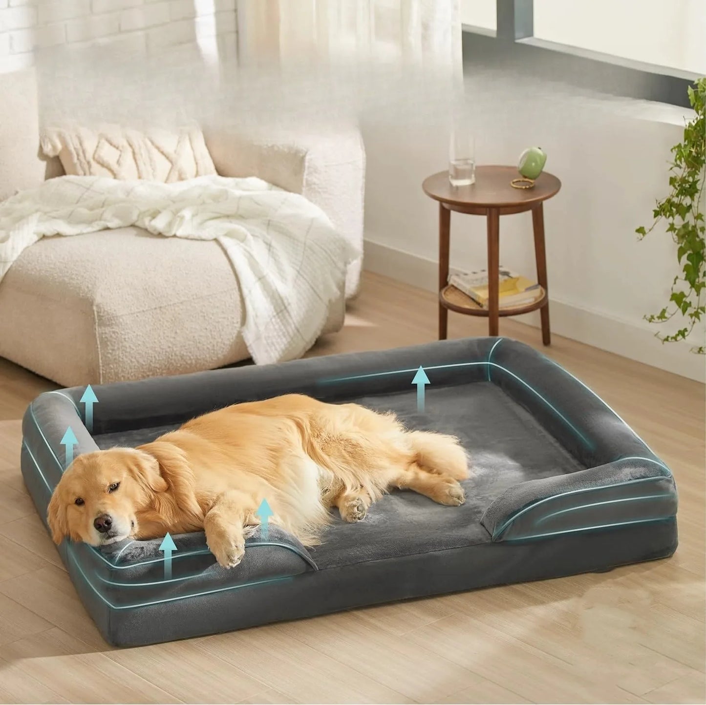 Dog Sofa Bed Memory Foam Pet Couch with Washable Cover Indoor Comfortable Lounger for Small  Medium Dogs