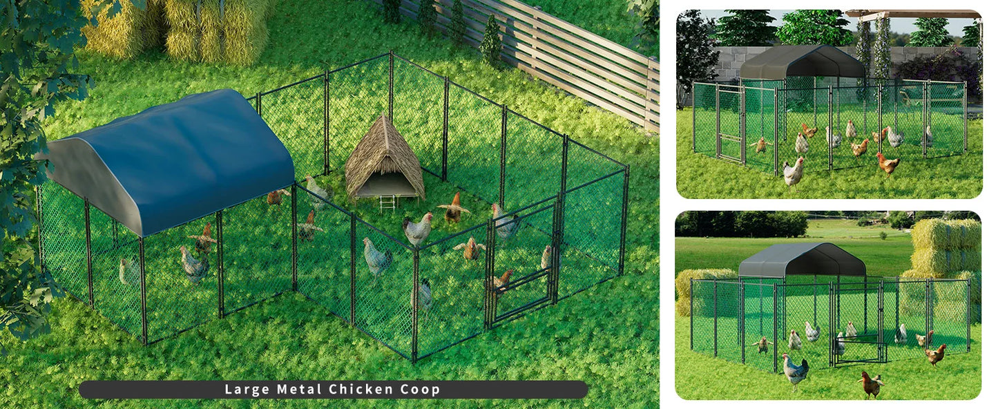 Large Walk-in Chicken Run Coop Cage Hens Rabbit Ducks Chickens Poultry Pen for Outside Yard Farm