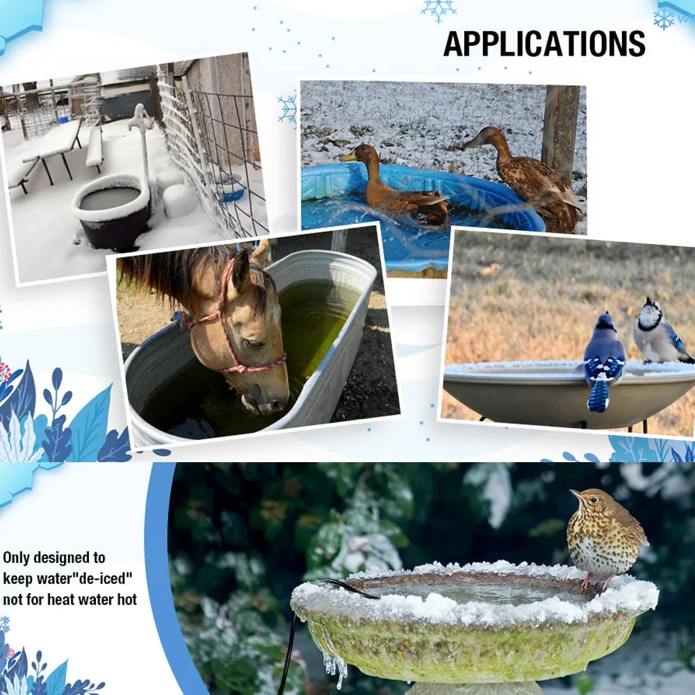 500W Chicken Waterer Heater Aluminum Utility De-Icer for Farm & Livestock, Non-Conductive and Anti-Rust Heated Chicken Waterer