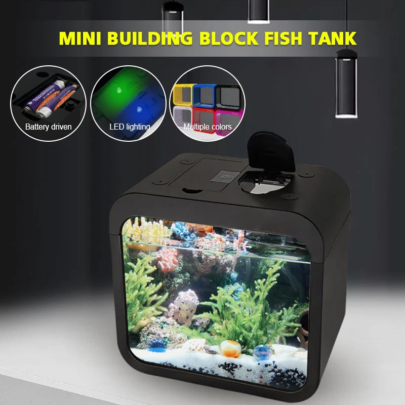 Creative LED Aquarium Decoration Mini Fish Tank With Lights