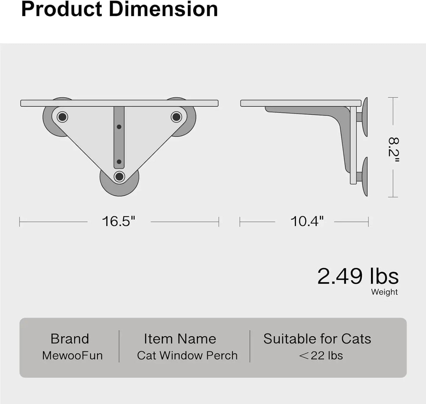 Mewoofun Cat Window Perch Hammock Wooden with Strong Suction Cup Cat Platform Window Bed Mounted Cat Bed for Indoor Cats
