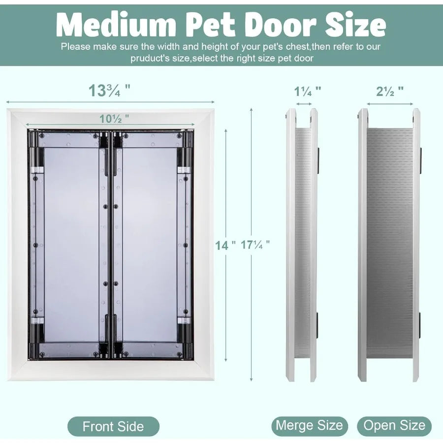 Premium Dog Door with Double Panels for IndoorOutdoor Use Automatic Closing Magnetic Flaps for Energy Efficiency Slidein Panel