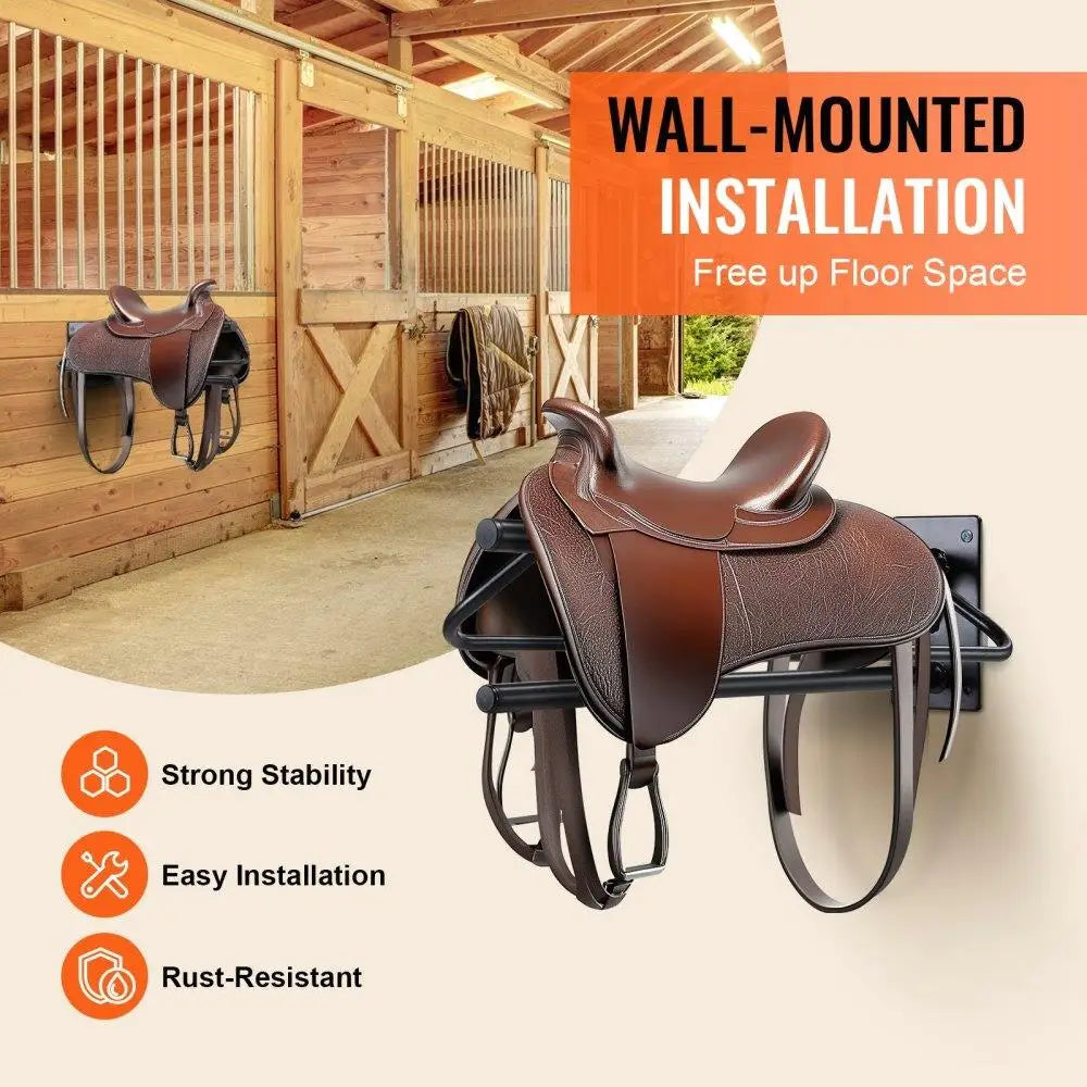 Horse Saddle Rack Wall Mounted Black Two Pack Space Saver