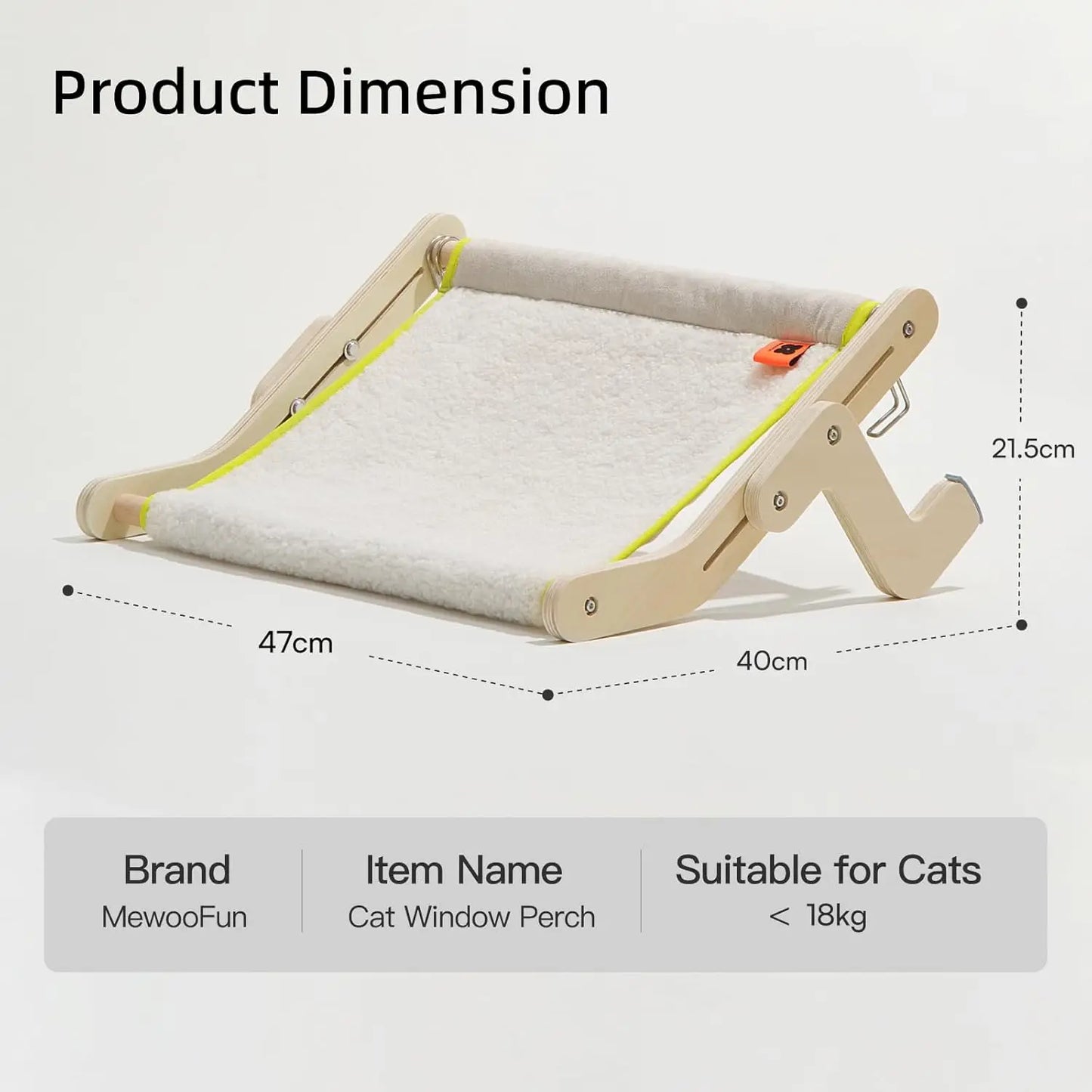 Mewoofun Cat Hammock Radiator Dual Use 47x40cm Beige Wood