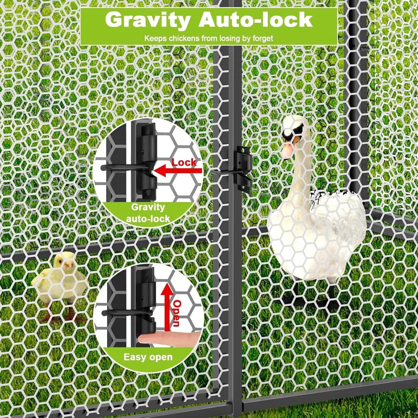 large metal chicken coop chicken run with cover for 10-12 chickens 120"×40"×40" portable poultry cage hen house outdoor backyard