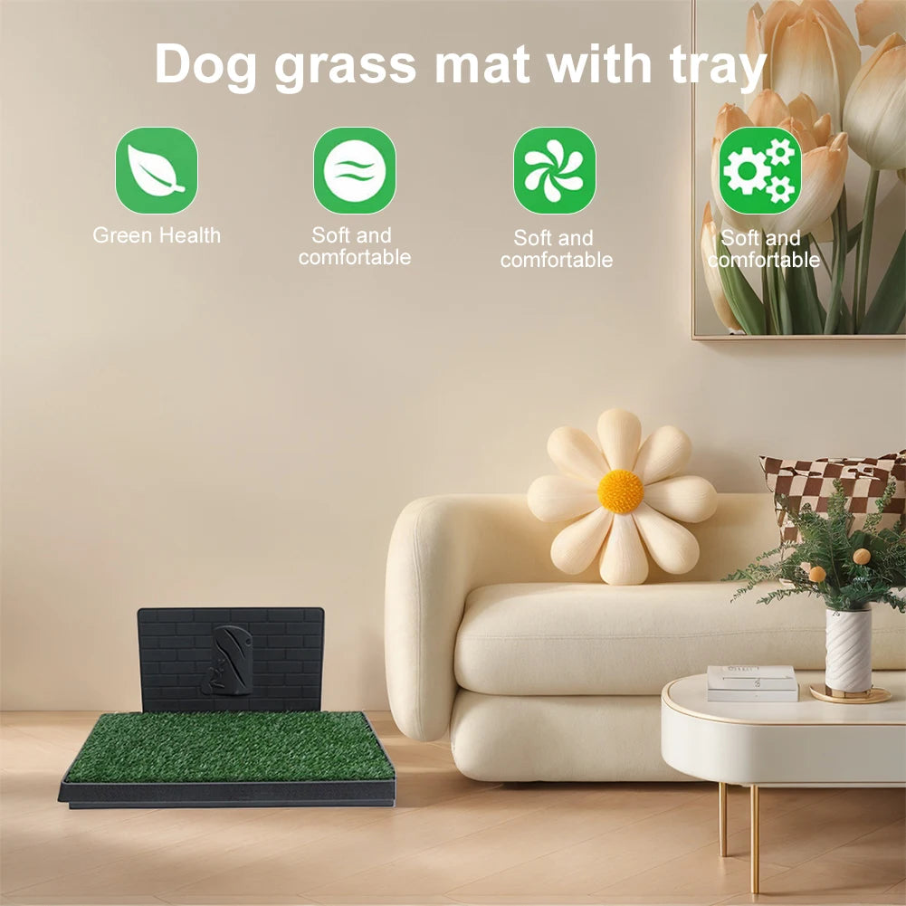 Dog Grass Pad with Large Tray Reusable Artificial Grass Training Pads Portable Dog Litter Box Ideal for Small and Medium Dogs