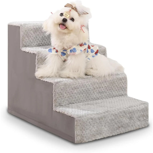 Dog specific dog ladder, 17.5 inches high, 4-step dog ladder, suitable for high bed sofas and light gray sofas