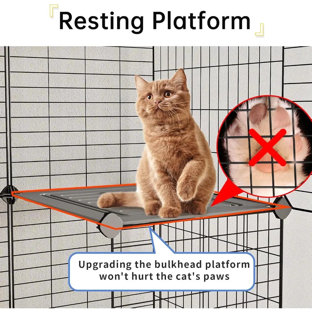 Oneluck Cat Cage Indoor with Litter Box 3-Tier DIY Cat Playpen Detachable Metal Wire Kennel Crate Large Exercise Place Ideal for