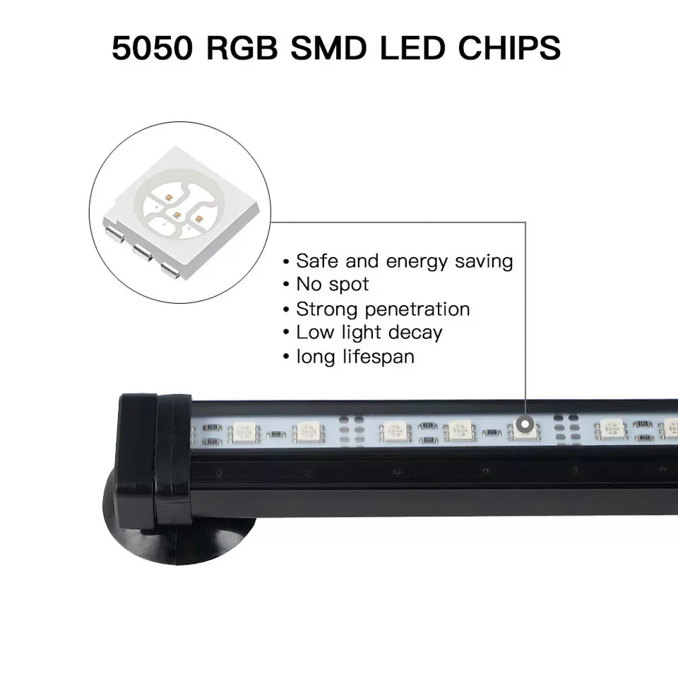 Aquarium Underwater Air Bubble LED Light Fish Tank RGB Submersible Lamp + Remote
