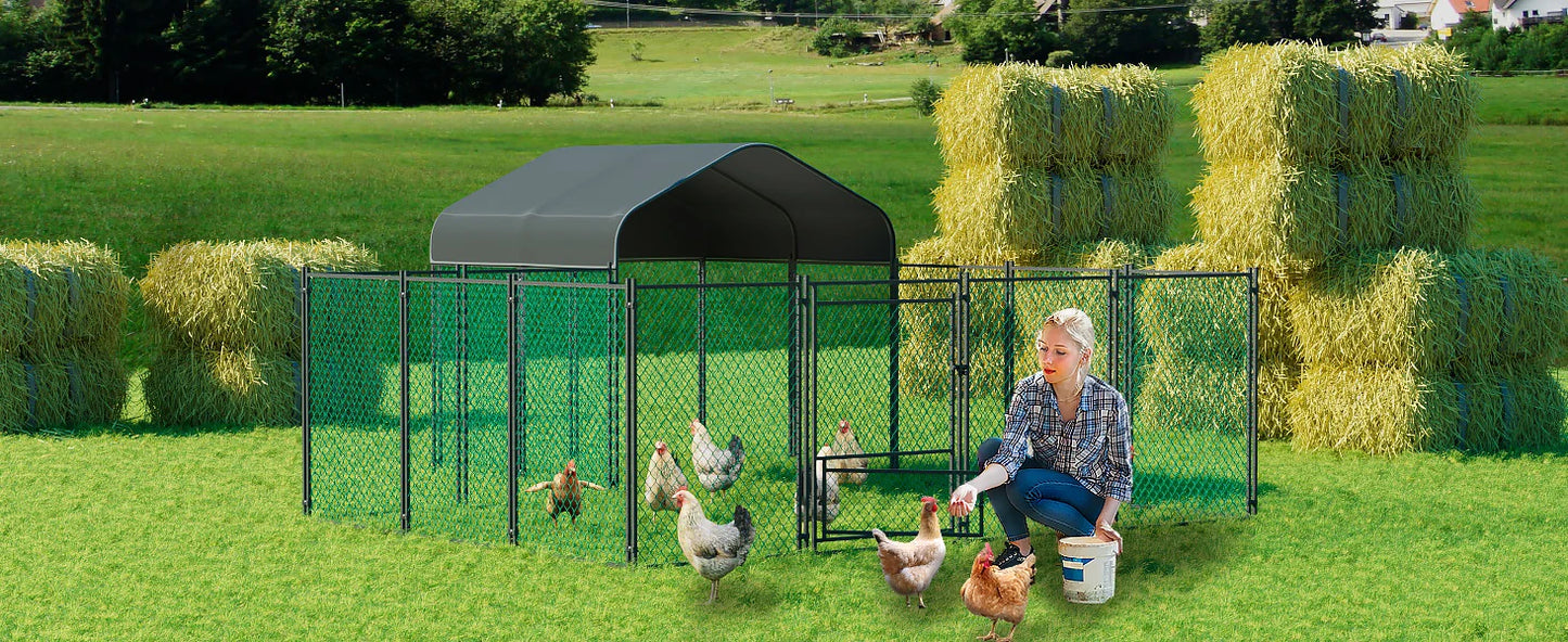 Large Walk-in Chicken Run Coop Cage Hens Rabbit Ducks Chickens Poultry Pen for Outside Yard Farm
