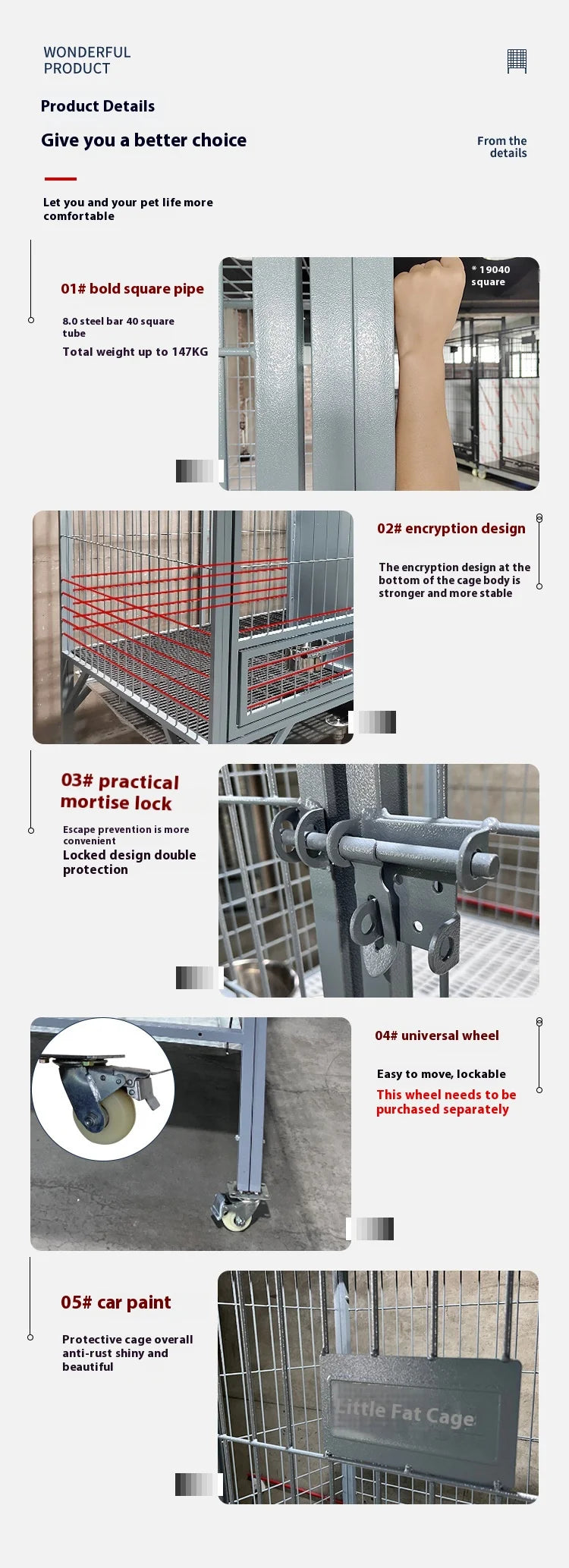 Bold Outdoor Pet Kennel for Medium Large Extra Large Dogs Including German Shepherds with Animal Pattern Tray