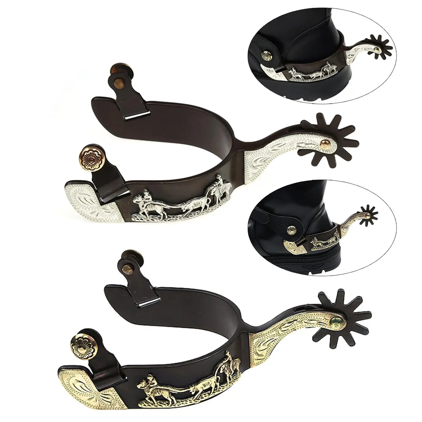 Mild Steel Horse Spur Western Boy Spur Mens Roping Spur with Gear Boot Decoration Horse Riding Accessories Enduring