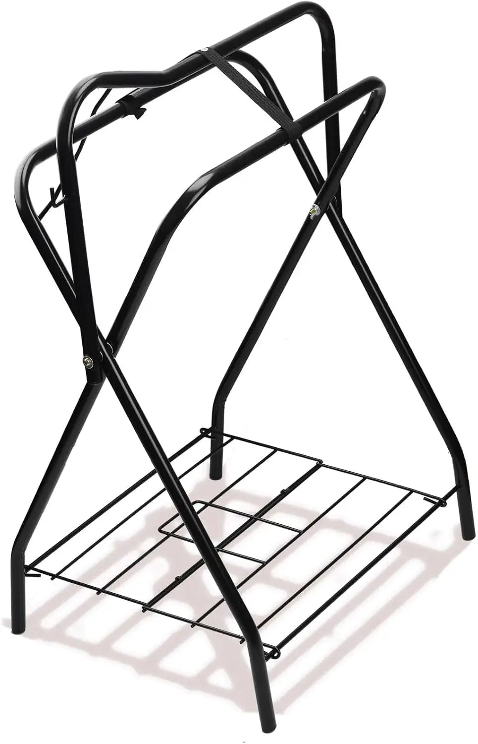 Portable Folding Horse Saddle Stand for English and Western Saddles, Black, 28x19x37.5 Inches