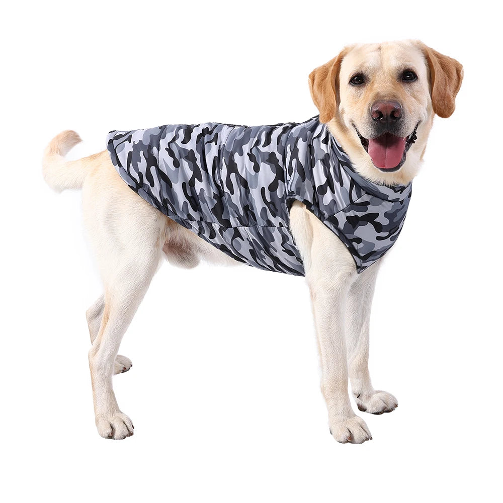 Winter Dog Clothes Coat Waterproof Puppy Cat Jacket For Large Dogs Camouflage Print Warm Windproof Pet Labrodor Apparel Costume