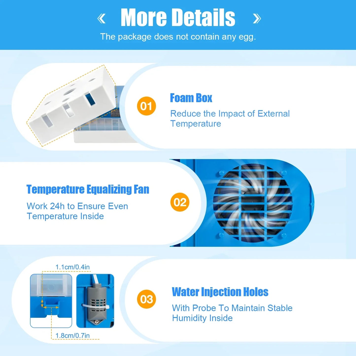 Incubator, 64 Egg Incubator 110V/12V Blue Incubator Automatic Smart Household Mini Chicken Egg Water Bed Incubator Box
