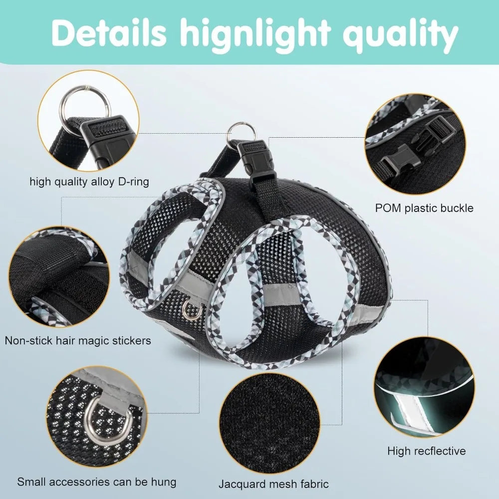 Dog Harness and Leash Set, No Pull Pet Harness for Small Dogs Easy Walking,Soft Breathable Small Dog Harness