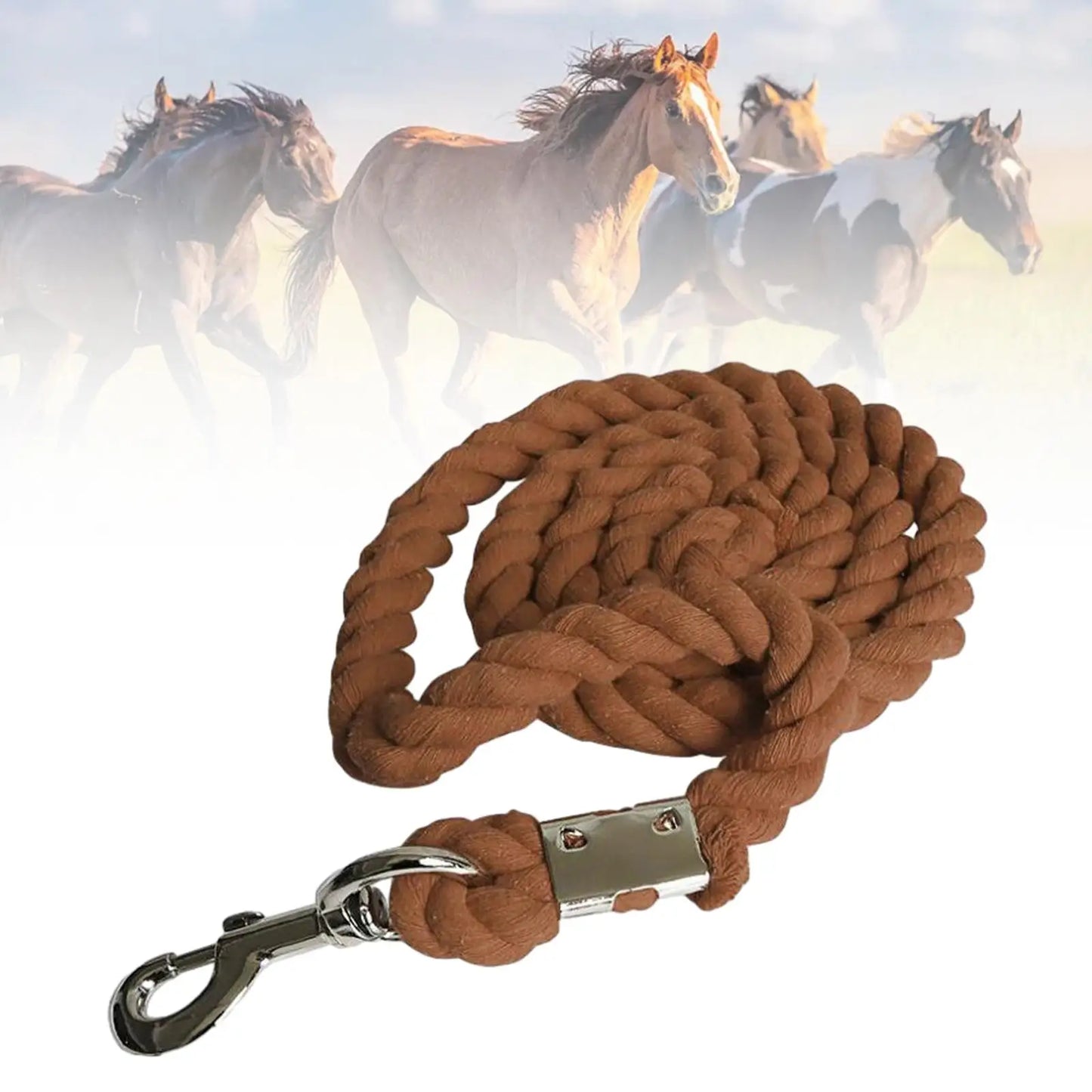 Adjustable Braided Livestock Horse Rope Strap Premium For Easy Control Generous Length Yellow 3m