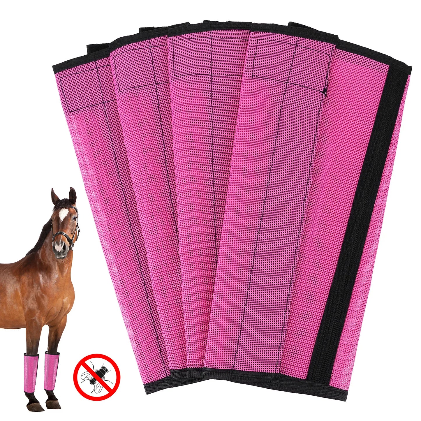 4 Sets Horse Foot Protective Cover Protective Horse Leg Wraps Breathable Mesh Horse Boots for Preventing Flies Mosquitoes Bite