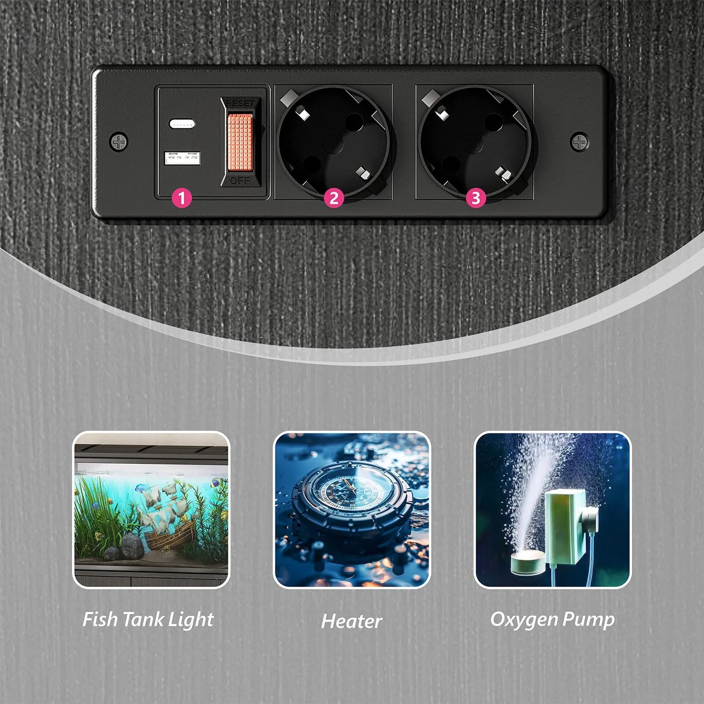 40-50 Gallon Aquarium Stand w/ Cabinet Storage,Fish Tank Stand Reptile Tank w/ Charging Station Adjustable Feet,Anti-tilt Device