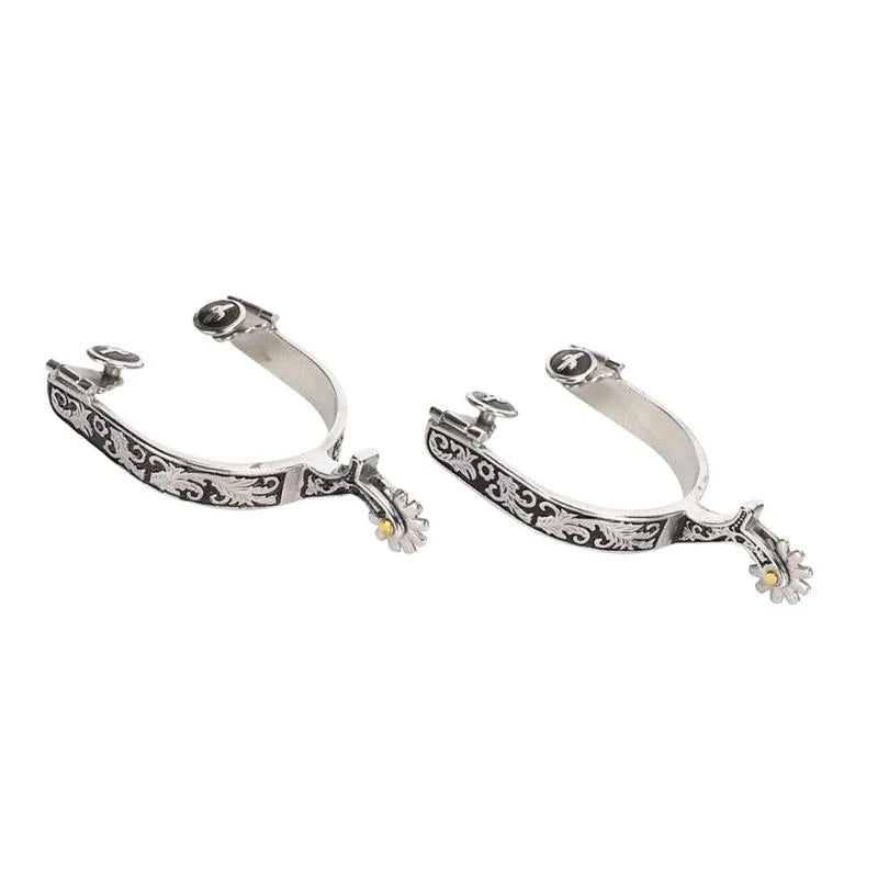 Western Cowboy Spur with Rowel Stainless Steel Horse Boot Spur Decoration Mens Roping Spur Horse Riding Accessories