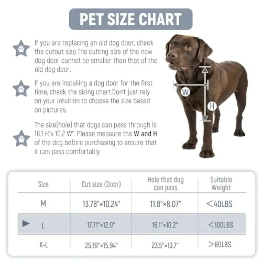 Heavy Duty Aluminum Dog Door with Locking Mechanism and Three Flaps for Indoor Outdoor Use Insulated Design for Temperature Con
