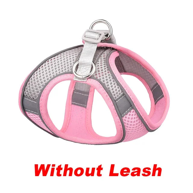 Pet Harness Vest With Leash Reflective Nylon Dog Cat Harness Collars Breathable Adjustable Chest Strap For Small Dogs Chihuahua