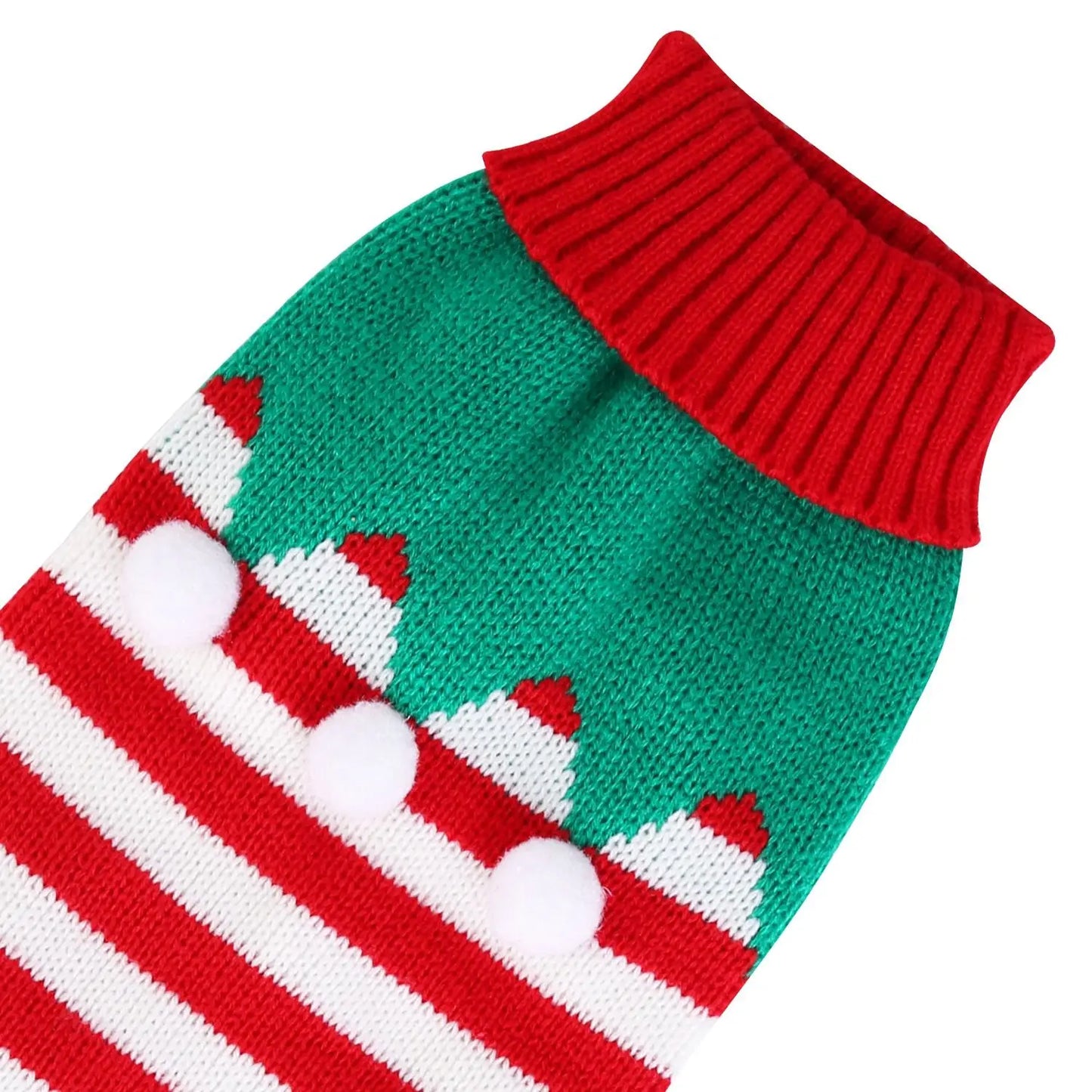 For Pet Christmas Turtleneck Sweater Dog Cat Christmas Clothes Snowman Stripes Costume Winter Holiday Sweater for Small Medium K