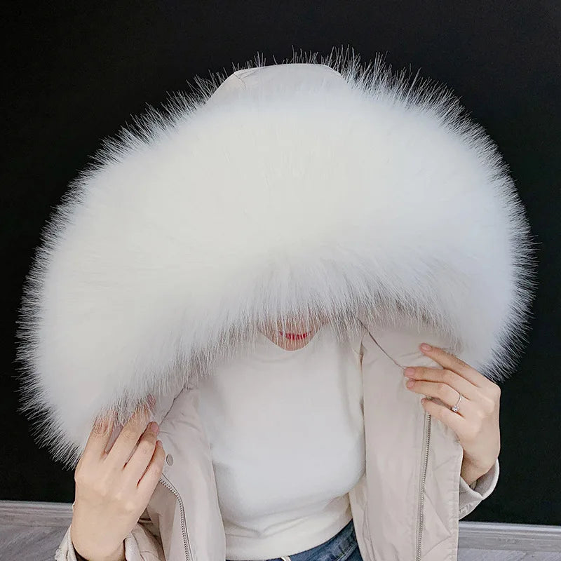 Women Blinger Faux Raccoon Fur Detachable Collar For Winter Coat And Hoody Decorative Fake Collar Fur Customerized False Collar