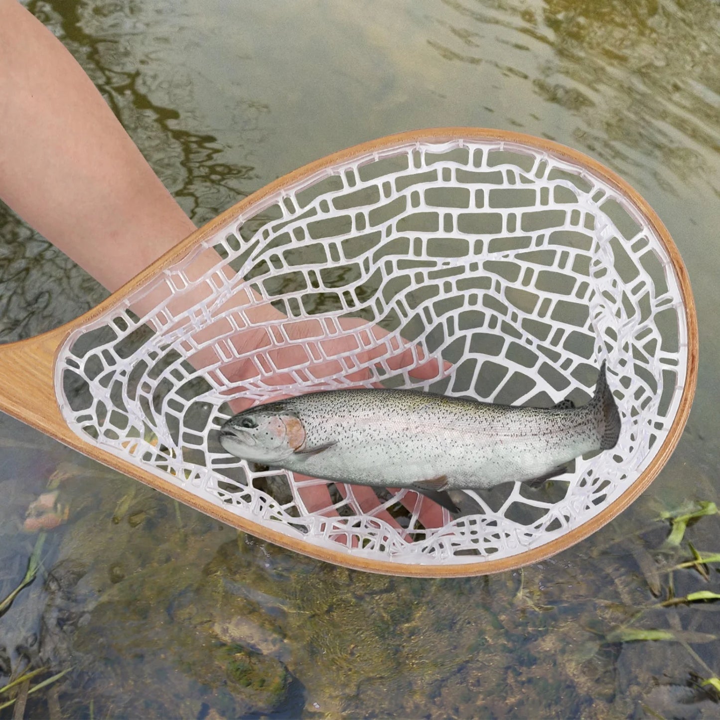 Fly Fishing Net, Trout Net, Wooden Frame Fly Fishing Landing Net for Catch and Release, Fly Fishing Gear for Stream Fishing