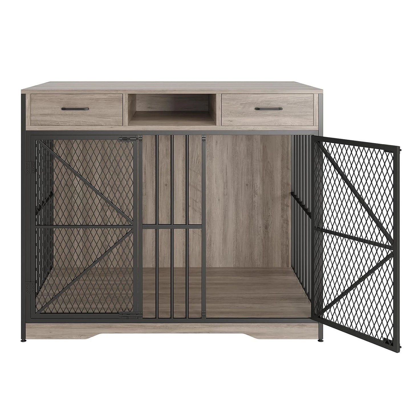 44" Large Dog Crate Furniture Heavy Duty Multi-Functional Pet Kennel Table With 2 Drawers Open Compartment Decorative Dog House