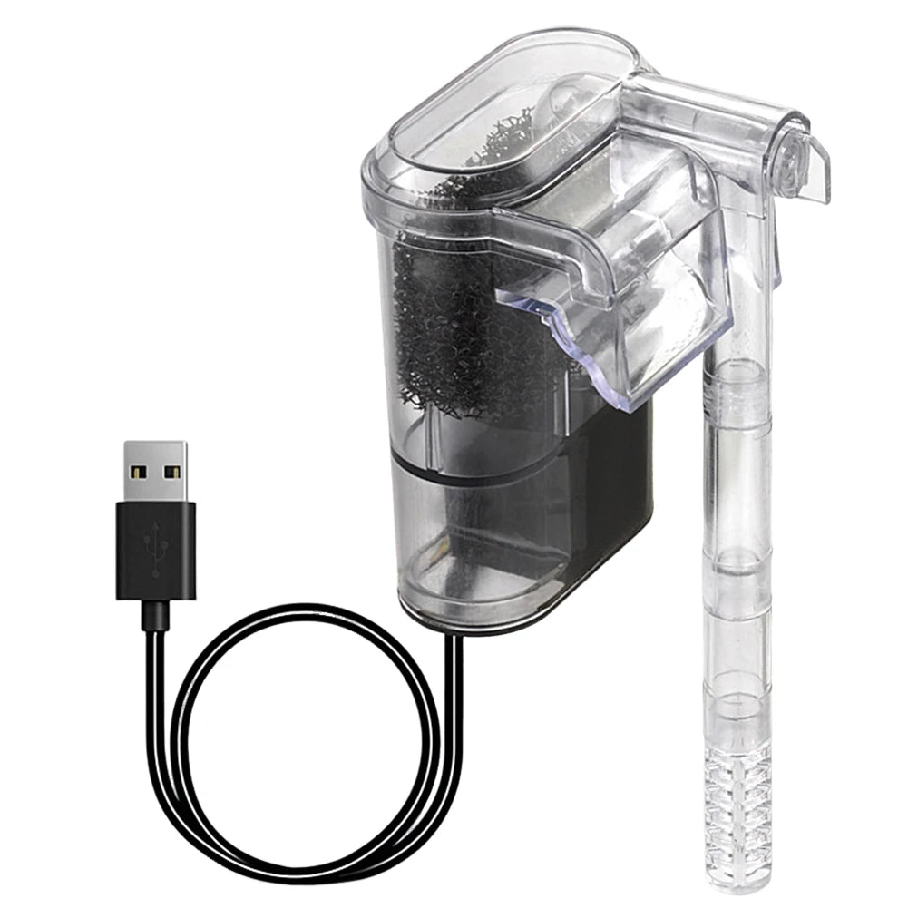 Fish Tanks Suspended Filter 2.5W 250H/L Hang Up Filter Oxygen Water Pump USB Mini Filter Aquarium Fish Tank Filter Water Purifie