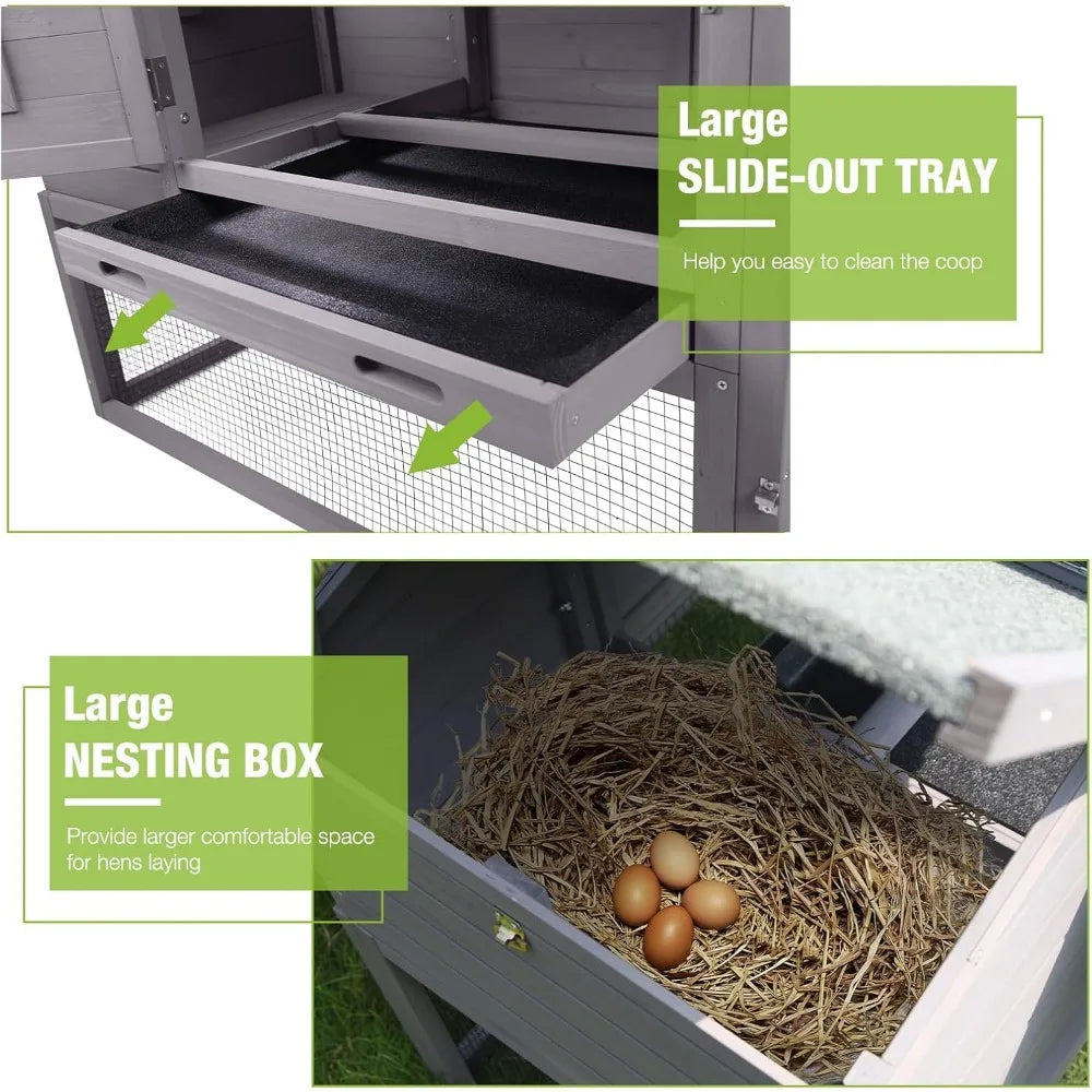 Portable Expandable Chicken Tractor with Wheels for Outdoor Hen Housing, Suitable for 2-4 Chickens, 67.3" Length