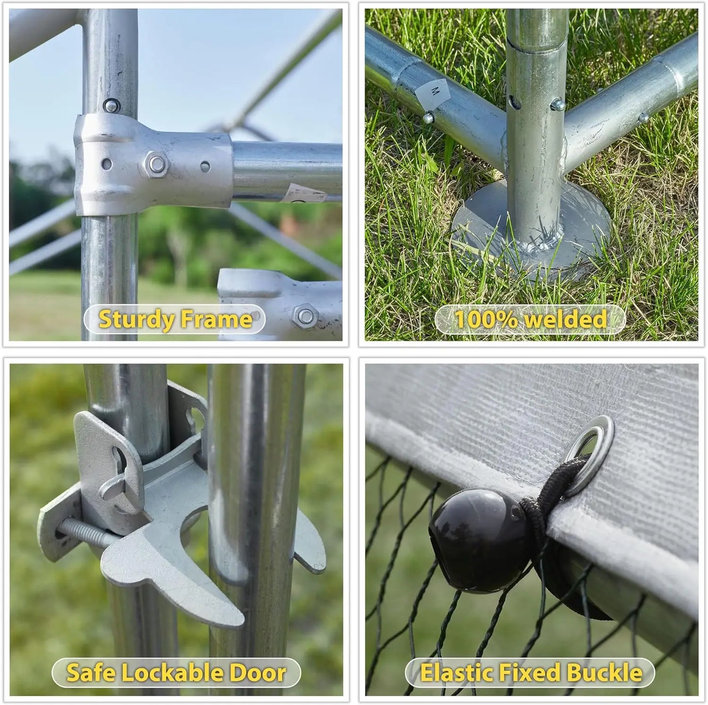 Large Metal Chicken Coop, Chicken Runs for Yard with Cover Walk-in Poultry Cage for 10 20 Chickens, Chicken Pen Duck Coop with W