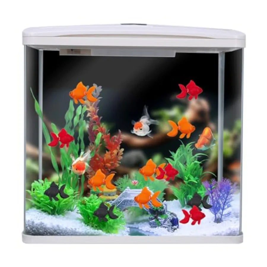 16 Pcs Fake Aquarium Fishes Fish Tank Decorations Fake Goldfish for Fish Bowl Plastic Fish Realistic Artificial Moving Floating